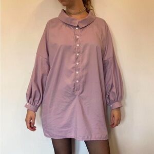 Handmade unique light Purple Button-Up Tunic Dress